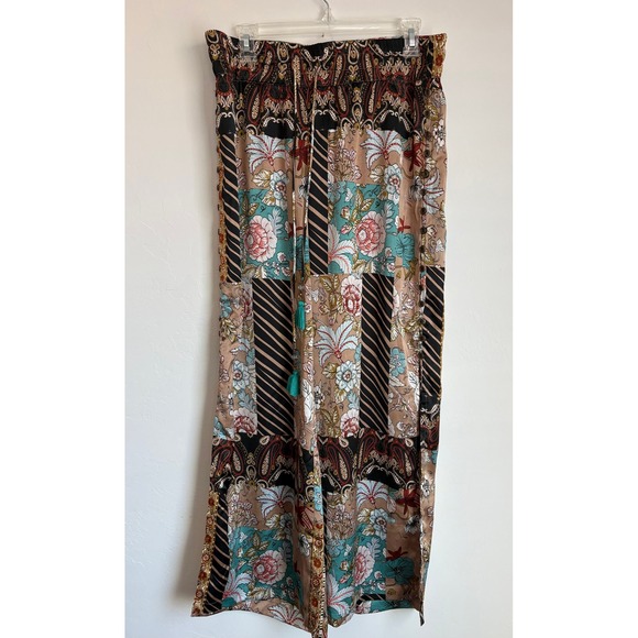 Z&L Europe Patchwork Floral Paisley Wide Leg Pants Festival Boho Indie Fairycore - Picture 3 of 8